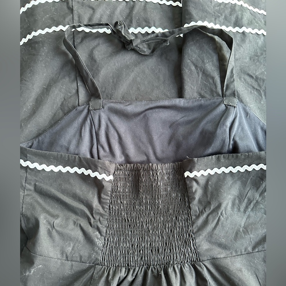 Cynthia Rowley Black Cotton Halter Sundress Circle Skirt RickRack Whimsigoth ~ M - Picture 10 of 15